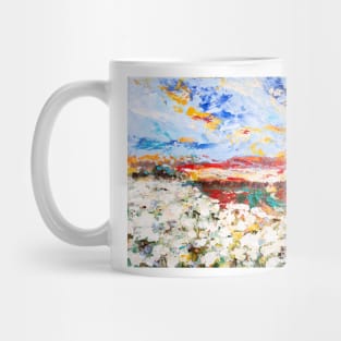 White Flowers Field Mug